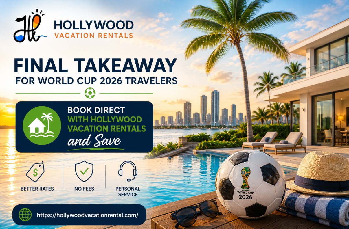 Luxury South Florida vacation rental villa with private pool for World Cup 2026 travelers booking direct through Hollywood Vacation Rentals