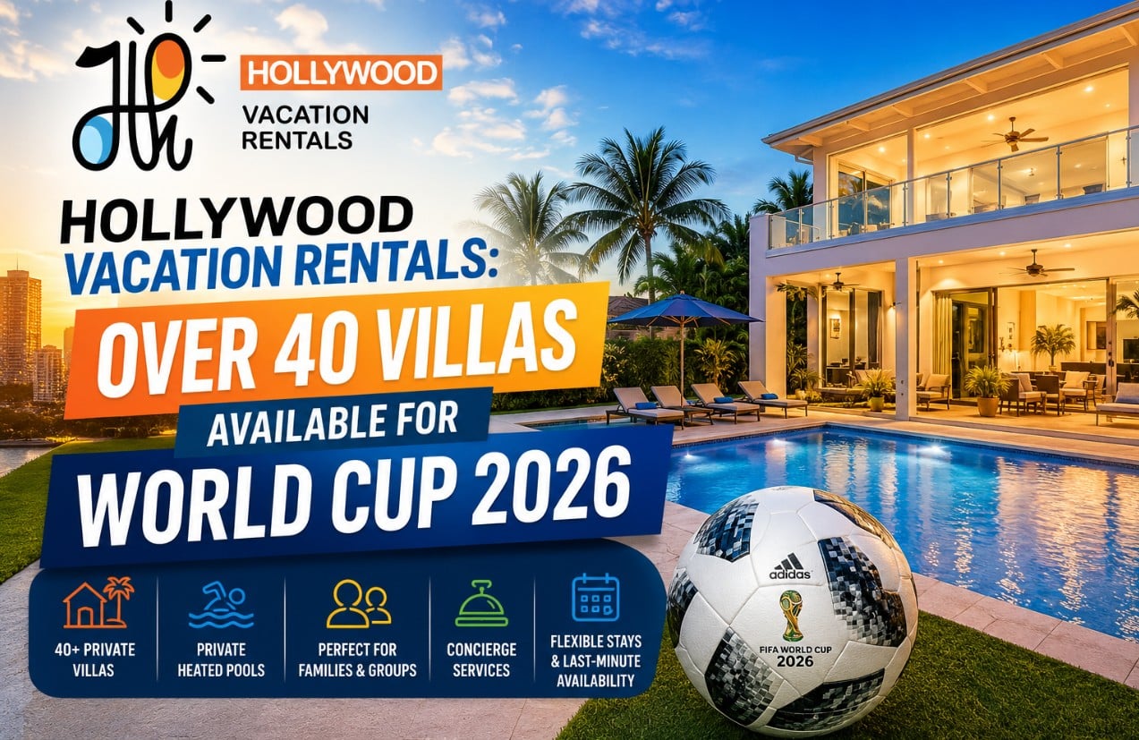 Hollywood Vacation Rentals luxury villa with private pool available for World Cup 2026 visitors in South Florida